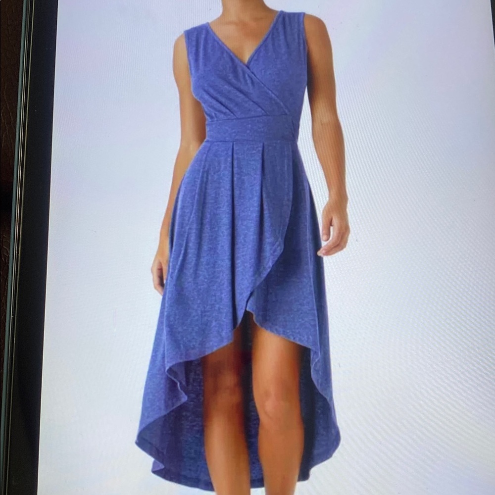 SMALL.  HALARA V NECK HIGH LOW CROSSOVER FLOWY MIDI DRESS